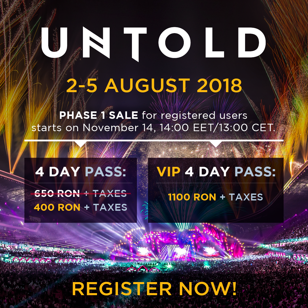 Untold 2018 Festival Ticket Flyer